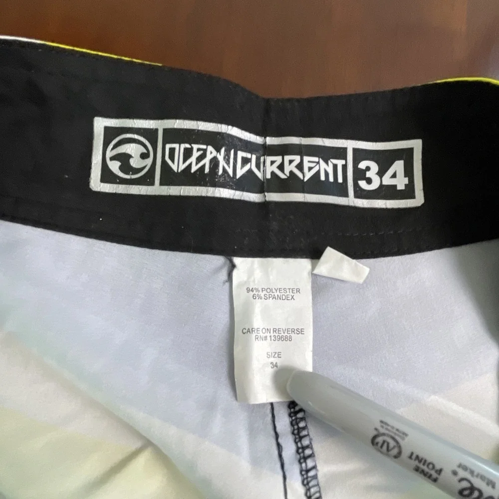 MENS OCEAN CURRENT 4-WAY STRETCH SWIM BOARD SHORTS SIZE 32